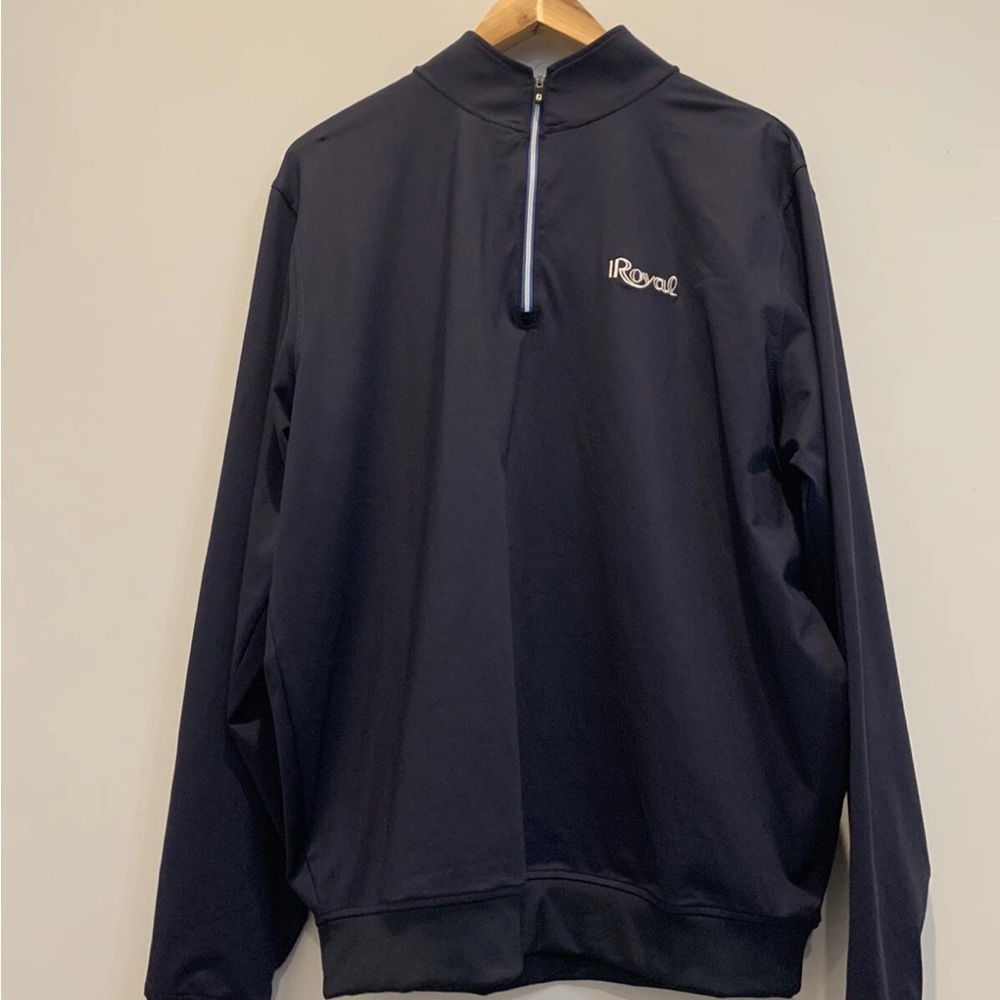 Footjoy 1/4 Zip Nylon/spandex Golf Jacket Navy Blue Size Large With Royal Logo